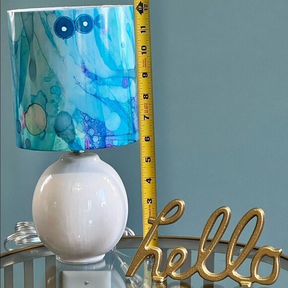 HANDCRAFTED Accent Lamp with Hand-Painted Shade (Shades of Blue) - Picture 7 of 12
